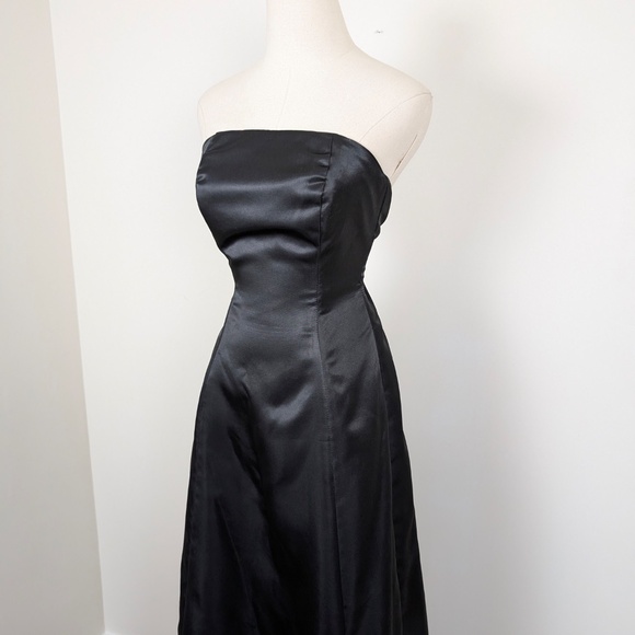 Black Strapless Prom Maxi Dress Petticoat Lace Up Corset Sleeveless Tube Top - Picture 13 of 13